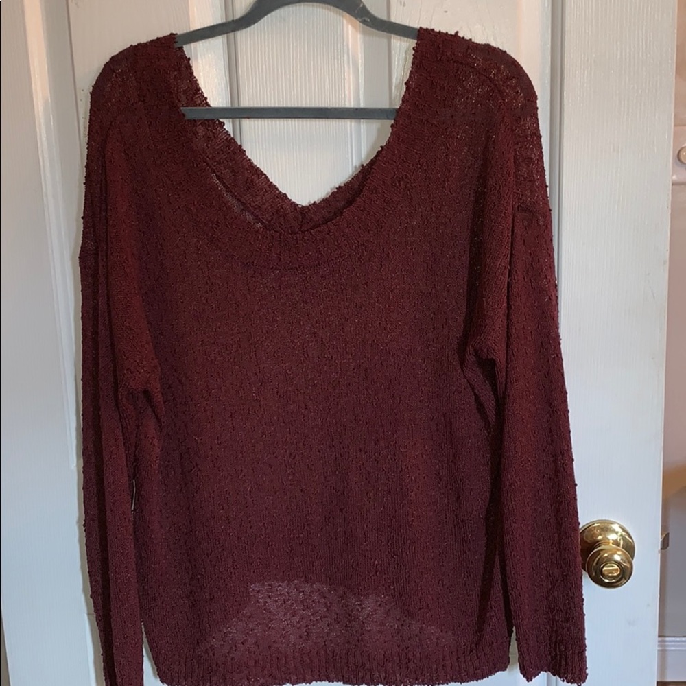 Red Sheer Slouchy Sweater
